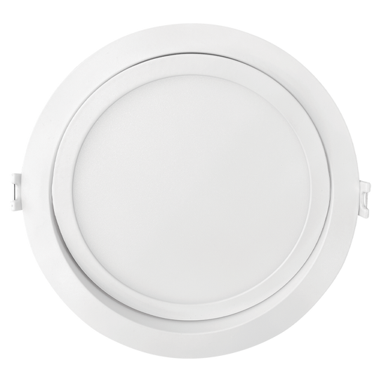 Luxrite LED 6" Mini Panel High Output Round Gimbal Canless Wafer Spotlight, 15W, 1400 Lumens, Color Selectable - 2700K/3000K/3500K/4000K/5000K, 80 CRI, White Finish, Dimmable, Pack of 2 (LR23746)