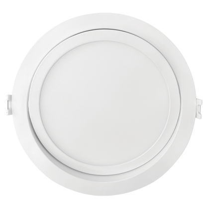 Luxrite LED 6" Mini Panel High Output Round Gimbal Canless Wafer Spotlight, 15W, 1400 Lumens, Color Selectable - 2700K/3000K/3500K/4000K/5000K, 80 CRI, White Finish, Dimmable, Pack of 2 (LR23746)