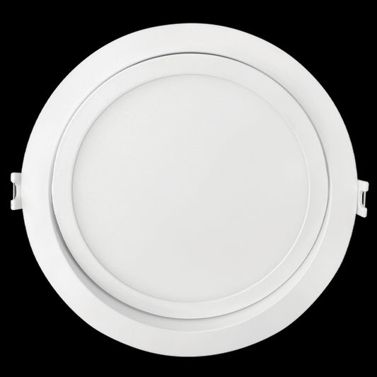 Luxrite LED 6" Mini Panel High Output Round Gimbal Canless Wafer Spotlight, 15W, 1400 Lumens, Color Selectable - 2700K/3000K/3500K/4000K/5000K, 80 CRI, White Finish, Dimmable, Pack of 2 (LR23746)