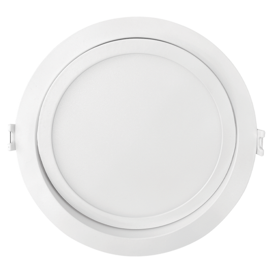 Luxrite LED 6" Mini Panel High Output Round Gimbal Canless Wafer Spotlight, 15W, 1400 Lumens, Color Selectable - 2700K/3000K/3500K/4000K/5000K, 80 CRI, White Finish, Dimmable (LR23746)