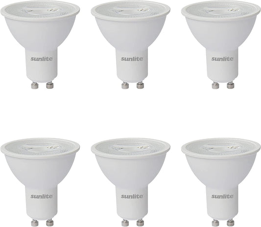 Sunlite 80522 LED MR16 Reflector Spotlight Bulb, 7 Watts (50W Halogen Bulb Replacement) 120 Volt, 550 Lumen, 35° Flood Beam, GU10 Base, Dimmable, ETL Listed, 3000K Warm White, 6 Count