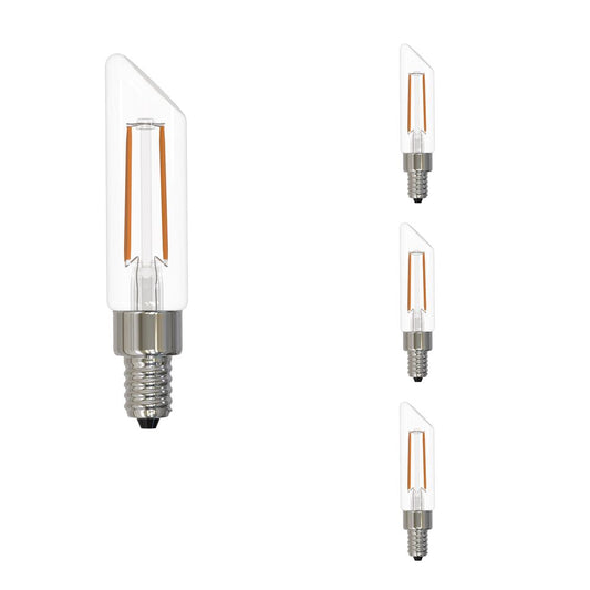 Bulbrite LED Filament Pack of (4) 4.5 Watt Dimmable T6SL Light Bulbs with a Clear Finish and Candelabra (E12) Base - 2700K (Warm White Light), 400 Lumens