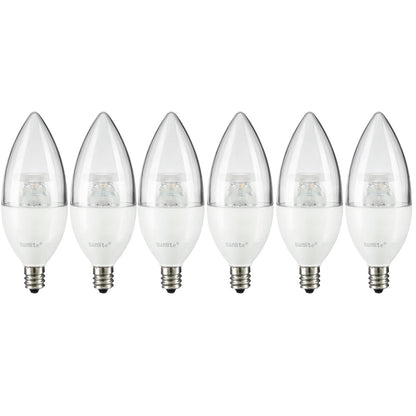Sunlite CTC/LED/7W/E12/CL/D/ES/27K LED Torpedo Tip Chandelier 7W (60W Equivalent) Light Bulb Candelabra (E12) Base,2700K Soft White
