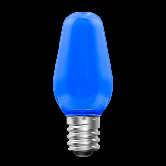 Luxrite LED C7 Small Light Bulb, E12 Candelabra Base, 0.5W, Blue Finish, Pack of 12 (LR21753)