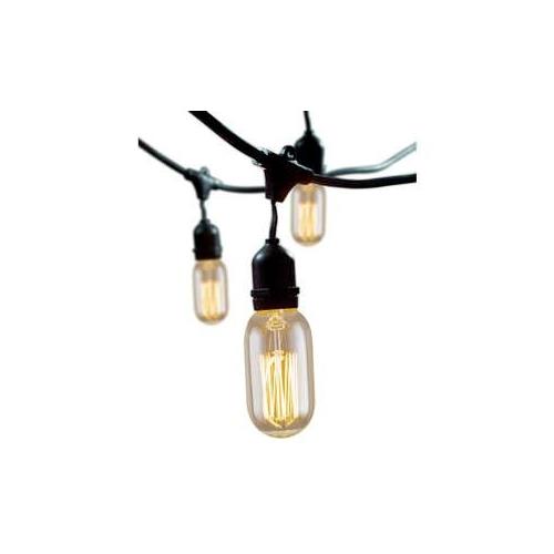 Bulbrite STRING15/E26-NOS40T14/SQ Outdoor String Light w/Vintage Edison Tubular Thread Bulbs, 48-Feet, 15 Lights