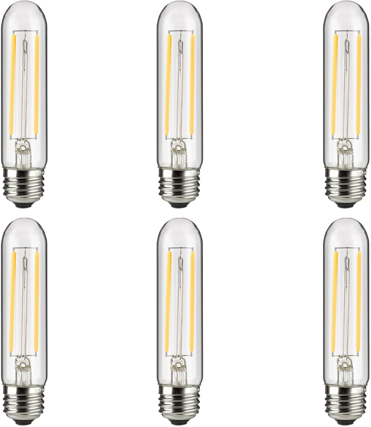 Sunlite 41790 LED Edison T10/T30 Tubular Light Bulb, 2 Watts (25W Equivalent), 160 Lumens, Medium E26 Base, 120 Volts, Dimmable, 90 CRI, UL Listed, Clear, 2700K Soft White, 6 Pack