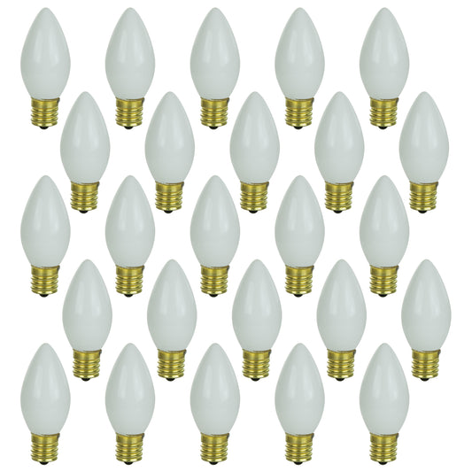 25 Pack Sunlite 7 Watt C9 Night Light, Intermediate Base, White