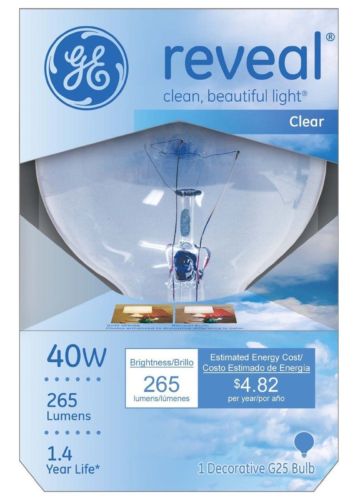 GE Lighting 48694 Reveal 40-watt 265-Lumen G25 Light Bulb with Medium Base,
