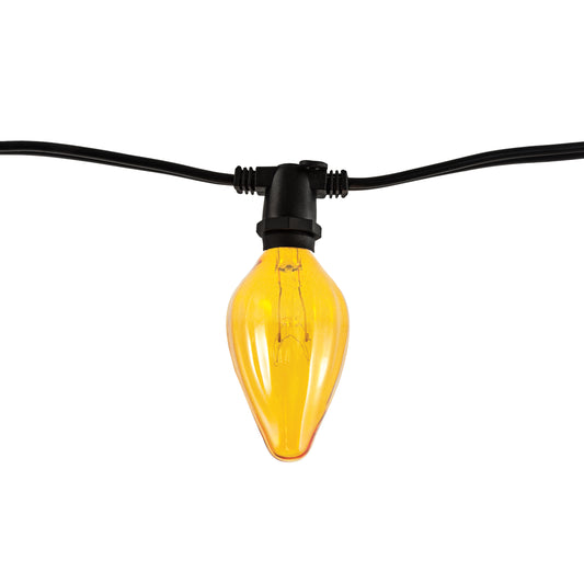 Bulbrite 14’ Black String Light with 10 15W E12 Candelabra Screw Base Amber Fiesta Bulbs, 2700K