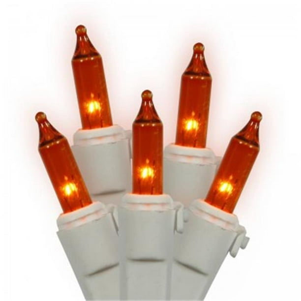 Transparent Red Christmas Tree Mini Lights, 50 Lights, T1 3/4 Shaped, 16 Foot, White Wire, Steady Burning and Flashing