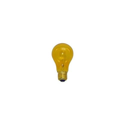 Bulbrite 25A/TY 25 Watt Incandescent A19 Party Bulb, Medium Base, Transparent Yellow