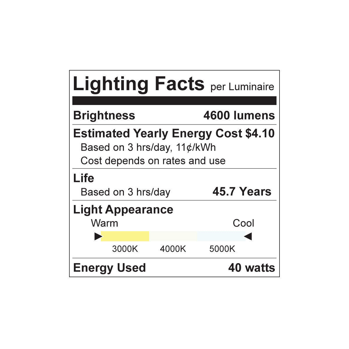 4' WIDE LINEAR 40W 3CCT