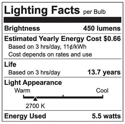 Luxrite LED PAR16 5.5W Bulb, 2700K - Warm White, 450 Lumens, 80 CRI, White Finish, Dimmable, Pack of 6 (LR21400)