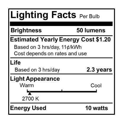 Bulbrite Pack of (50) 10 Watt Dimmable Clear G12 Candelabra (E12) Incandescent Bulb