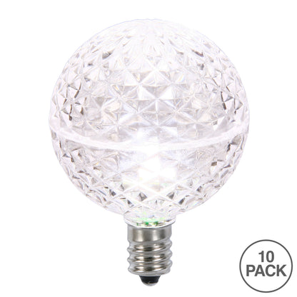 Vickerman G50 LED Pure White Replacement Bulb, E12/C7 Nickel Base .38W, 20 Pack