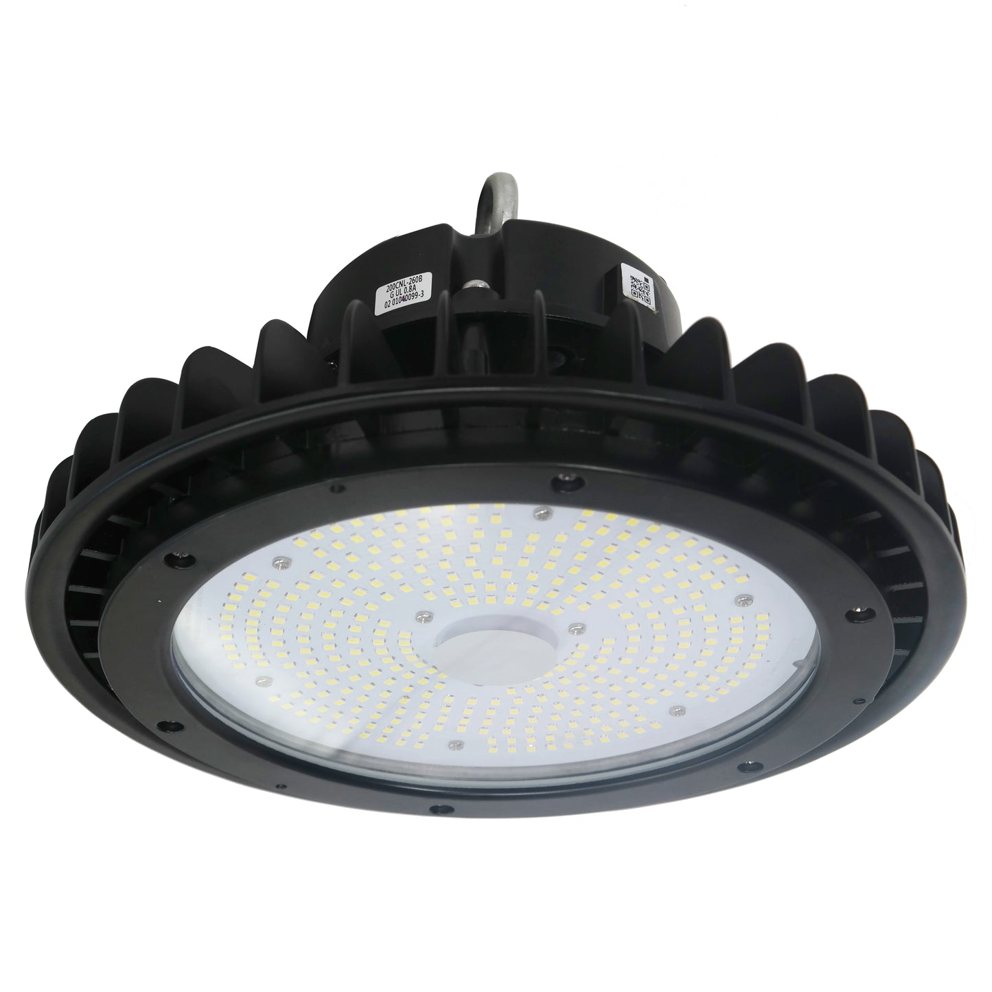Sunlite 89686 LED Commercial UFO High Bay Light Fixture, 200 Watts, 30000 Lumens, 500k Super White, Dimmable, UL Listed, Black, 120-277V, IP65, For Warehouses, Factories & Workshops