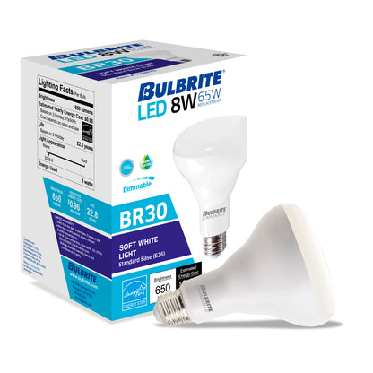 BULBRITE 8W LED BR30 3000K E26 120V-4PK