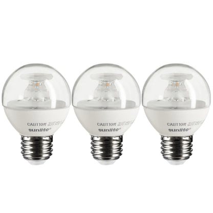 G16/LED/7W/D/E26/CL/ES/27K/CD/3PK Dimmable Energy Star 2700K Medium Base Warm White LED Globe G16 7W Light Bulb (3 Pack), Clear