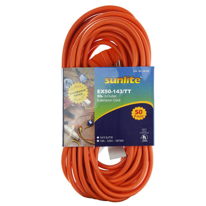 Sunlite EX50-14/3 50 Foot Extension Cord Tri Tap