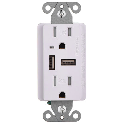 RECEPTACLE/USB/4.6A/WH/TR DUPLEX W/2-USB SUNLITE