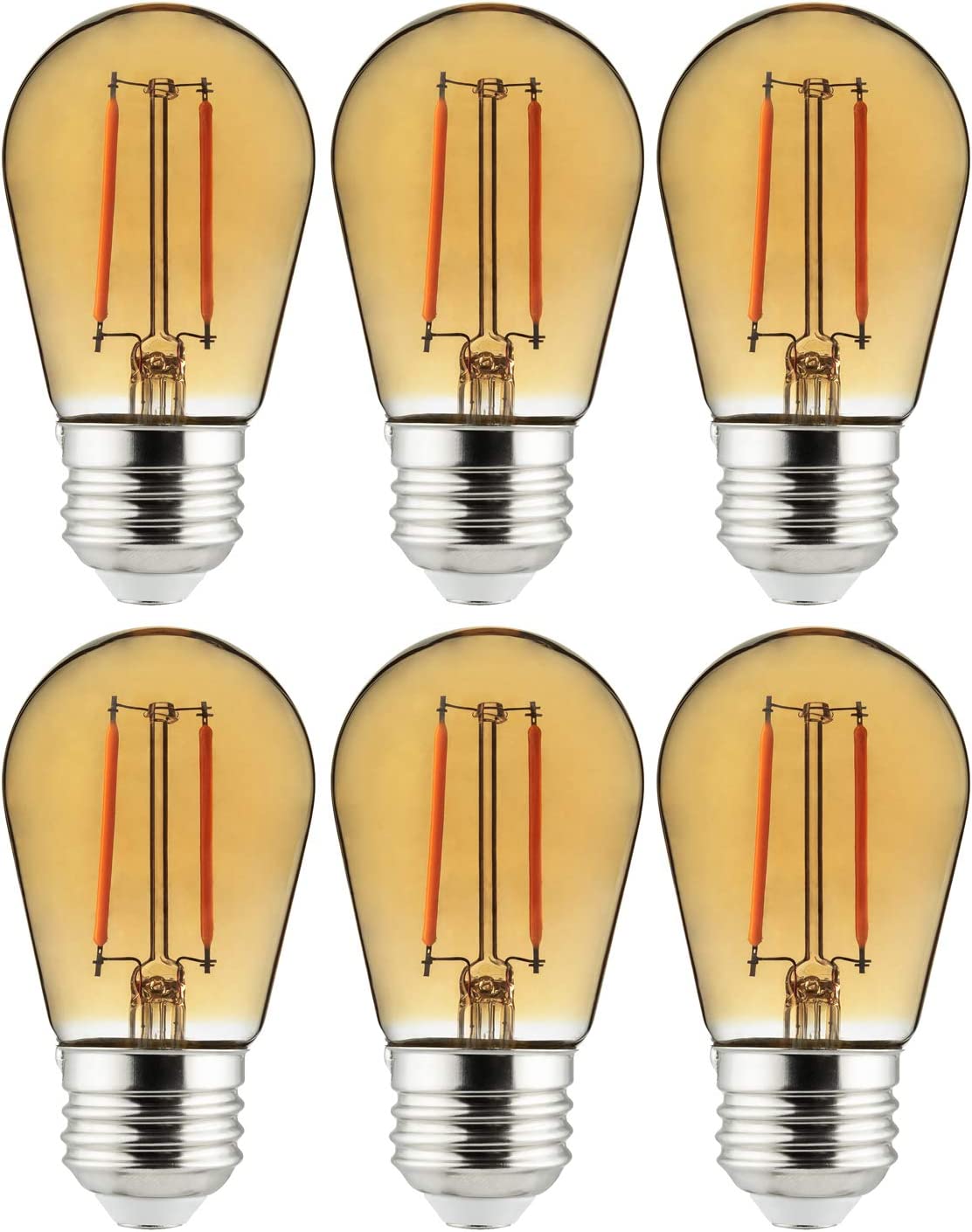 Sunlite 81093 LED Filament Transparent Light Bulb Amber, Pack of 6