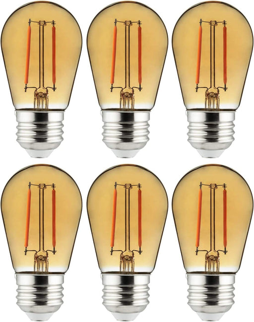 Sunlite 81093 LED Filament Transparent Light Bulb Amber, Pack of 6