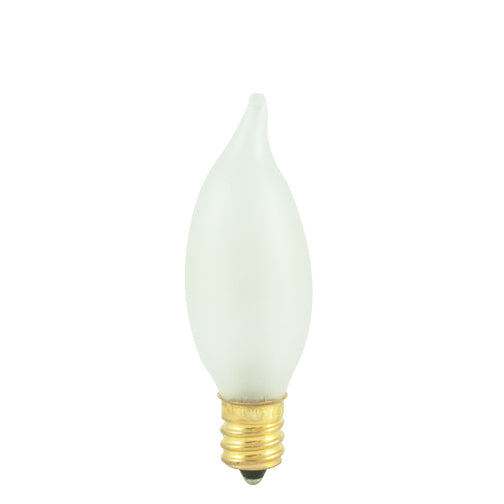 Bulbrite 10CFF/20/3 10 Watt Incandescent CA7 Flame Tip Chandelier Bulb, Candelabra Base, Frost