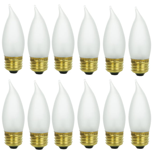 Sunlite 40 Watt Flame Tip Chandelier, Medium Base, Frost