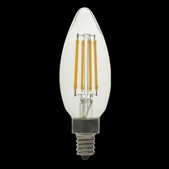 Luxrite LED B11 Torpedo Tip Chandelier Light Bulb, E12 Candelabra Base, 5W, 2700K - Warm White, 500 Lumens, 80 CRI, Clear Finish, Dimmable, Pack of 10 (LR21592)