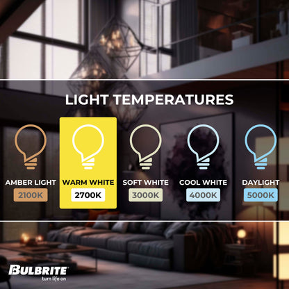 BULBRITE 5W LED T9 5" 2700K FILAMENT E26 FROST FULLY COMPATIBLE DIMMING-4PK