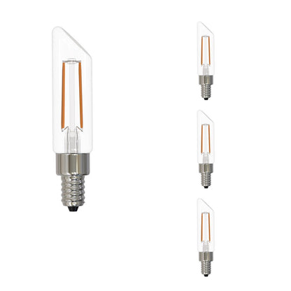 Bulbrite LED Filament Pack of (4) 4.5 Watt Dimmable T6SL Light Bulbs with a Clear Finish and Candelabra (E12) Base - 3000K (Soft White Light), 400 Lumens