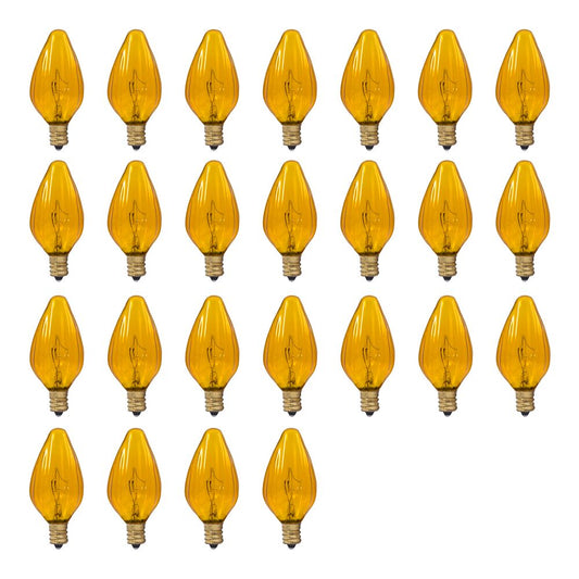 Bulbrite Pack of (25) 25 Watt Dimmable Amber F10 Fiesta Incandescent Light Bulbs with Candelabra (E12) Base, 2700K Warm White Light