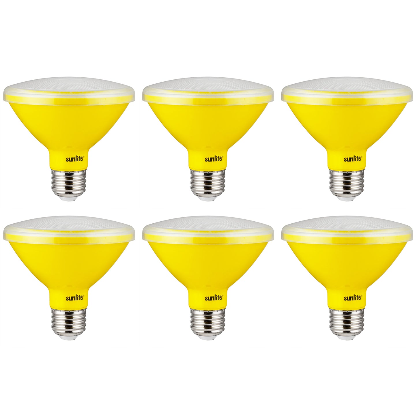 Sunlite - Yellow LED PAR30 Reflector Light Bulb, 3 Watt, 120-220 Volts, Medium Base, 30,000 Hour Lamp Life, 100 Lumens, 30° Narrow Flood, Energy Saving, Eco Friendly, Multi-Use Indoor/Outdoor (6 Pack)