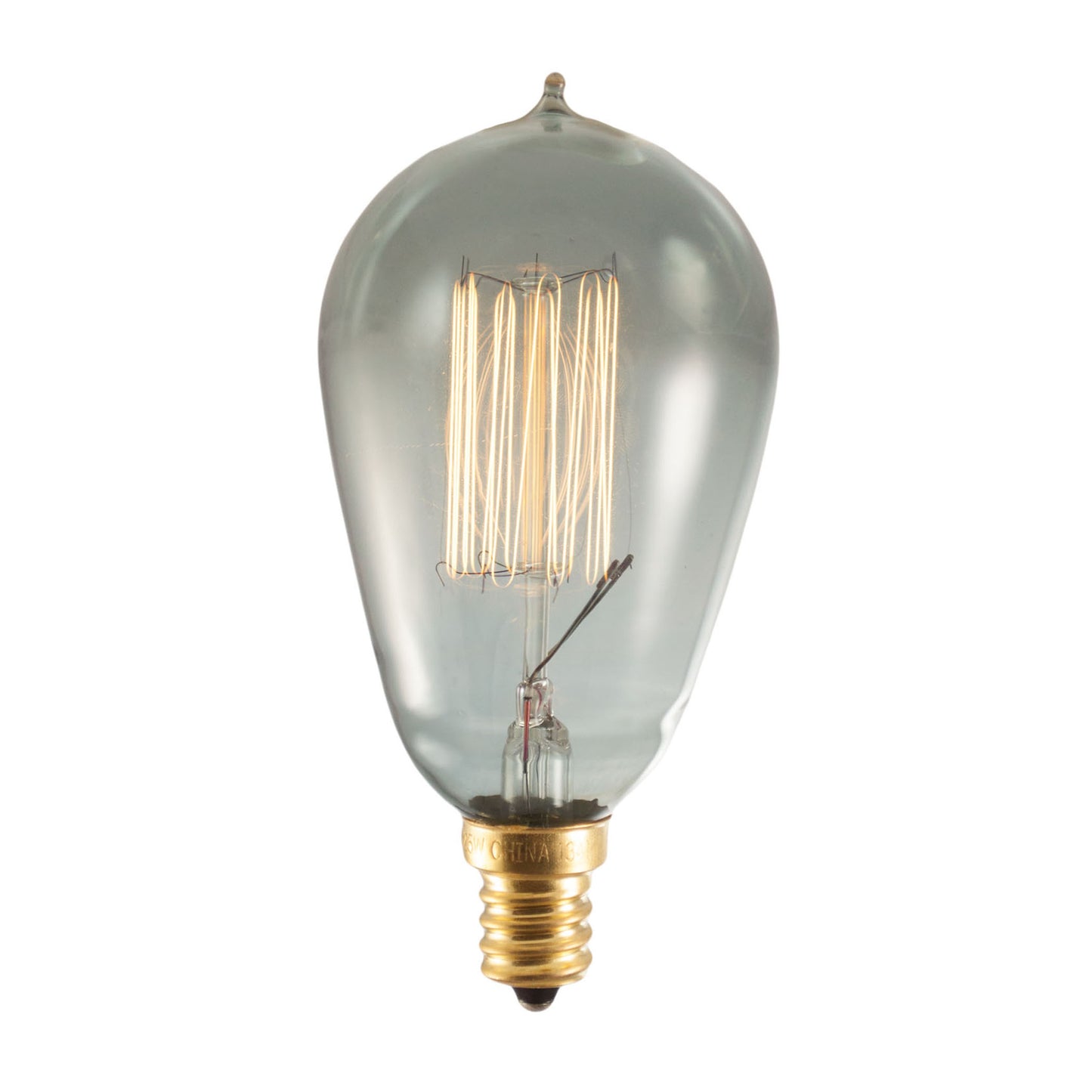 Bulbrite NOS25ST15/SQ/E12/SMK 25 Watt Nostalgic Edison ST15 bulb, Vintage Thread Filament, Candelabra Base, Smoke Finish
