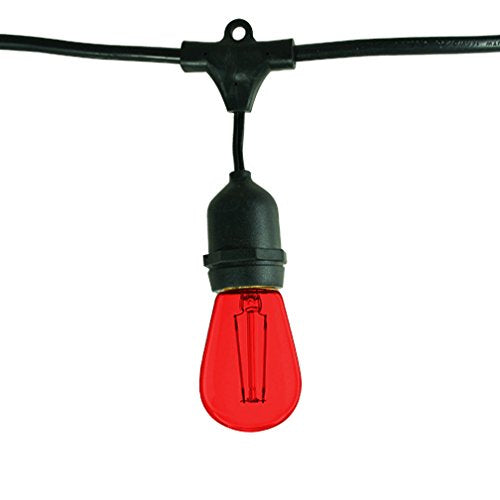 Bulbrite STRING15/E26-11S14TR Outdoor String Light w/Red Incandescent 11S14 Bulbs, 48-Feet, 15 Lights