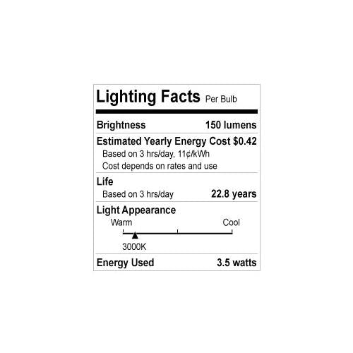 Bulbrite LED3MR11NF/30K 3 Watt Dimmable LED MR11 Reflector, Bi-Pin GU4 Base, 20 Watt Equivalent, Soft White