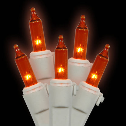 Vickerman 100 Amber Mini Light on White Wire, 33' Long Christmas Light Strand- 2 Pack