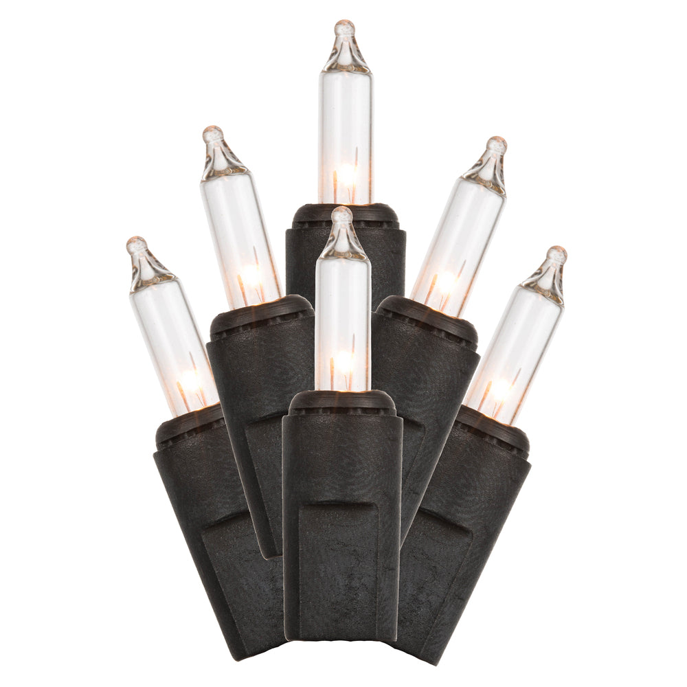 Vickerman 50 Clear Dura-lit Mini Light on Black Wire, 37' Christmas Light Strand- 2 Pack