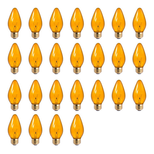 Bulbrite Pack of (25) 25 Watt Dimmable Amber F15 Fiesta Incandescent Light Bulbs with Medium (E26) Base