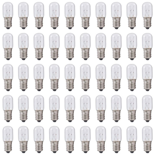 Bulbrite 10-Watt T5.5 Clear E14 Base Dimmable Warm White Light Incandescent Light Bulb (50-Pack)