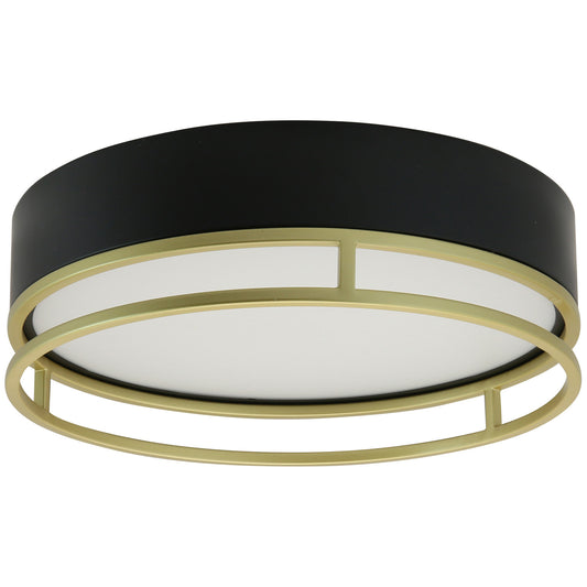 13-Inch LED Double Round Decorative Ceiling Fixture, 20 Watts (100W=), 1000 Lumens, Tunable 30K/40K/50K Color, Dimmable, ETL Listed, Black & Gold, for Residential & Commercial Use