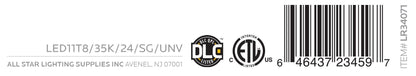 Luxrite Retrofit Tube LED12T8/35K/24/SG/UNV 3500K Neutral White