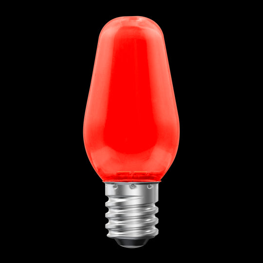 Luxrite LED C7 Small Light Bulb, E12 Candelabra Base, 0.5W, Red Finish, Pack of 12 (LR21750)