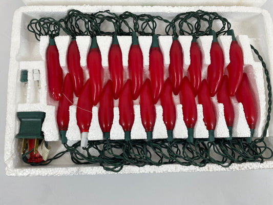 Red Chili Finish Christmas Light String Set, White Wire, 35 Light Holder with 12" Spacing Between Lights