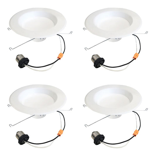 Bulbrite Pack of (4) 14 Watt Adjustable 5/6"Integrated LED Recessed Downlight with E26 Quick Connect Adaptor, 4000K Cool White Light, 1100 Lumens