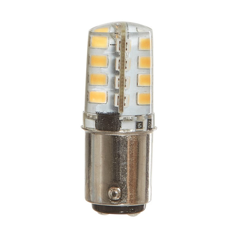 Luxrite LED T4 Shaped Double Contact Light Bulb, BA15D Base, 3W, 200 Lumens, 120V, 2700K - Warm White, 80 CRI, Clear Finish (LR24629)
