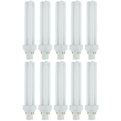 Sunlite PLD26/E/SP30K/10PK 3000K Warm White Fluorescent 26W PLD Double U-Shaped Twin Tube CFL Bulbs with 4-Pin G24q-3 Base (10 Pack)