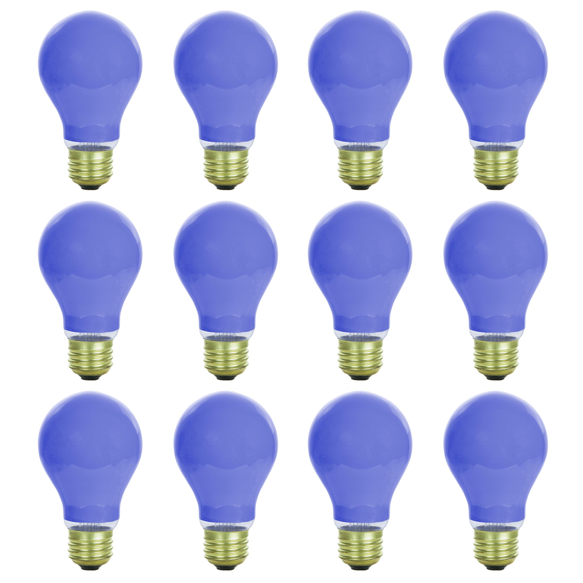 Sunlite 60 Watt A19 Colored, Medium Base, Ceramic Blue — Bulb Center