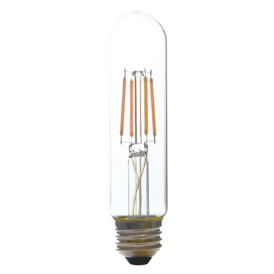 Luxrite LED T10 Filament Tubular Light Bulb, E26 Medium Base, 5W, 2700K - Warm White, 500 Lumens, 80 CRI, Clear Finish, Dimmable (LR21626)
