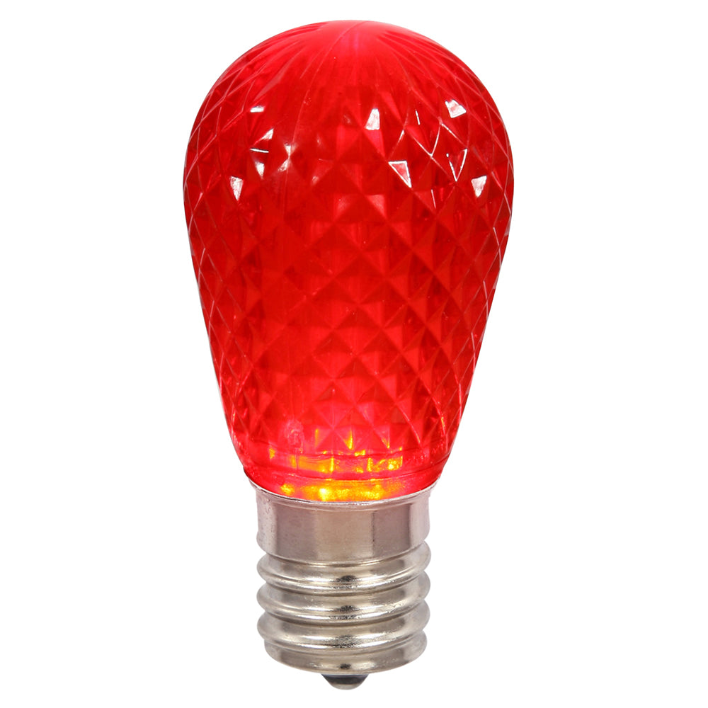Vickerman S14 LED Red Faceted Replacement Bulb, 20 Pack